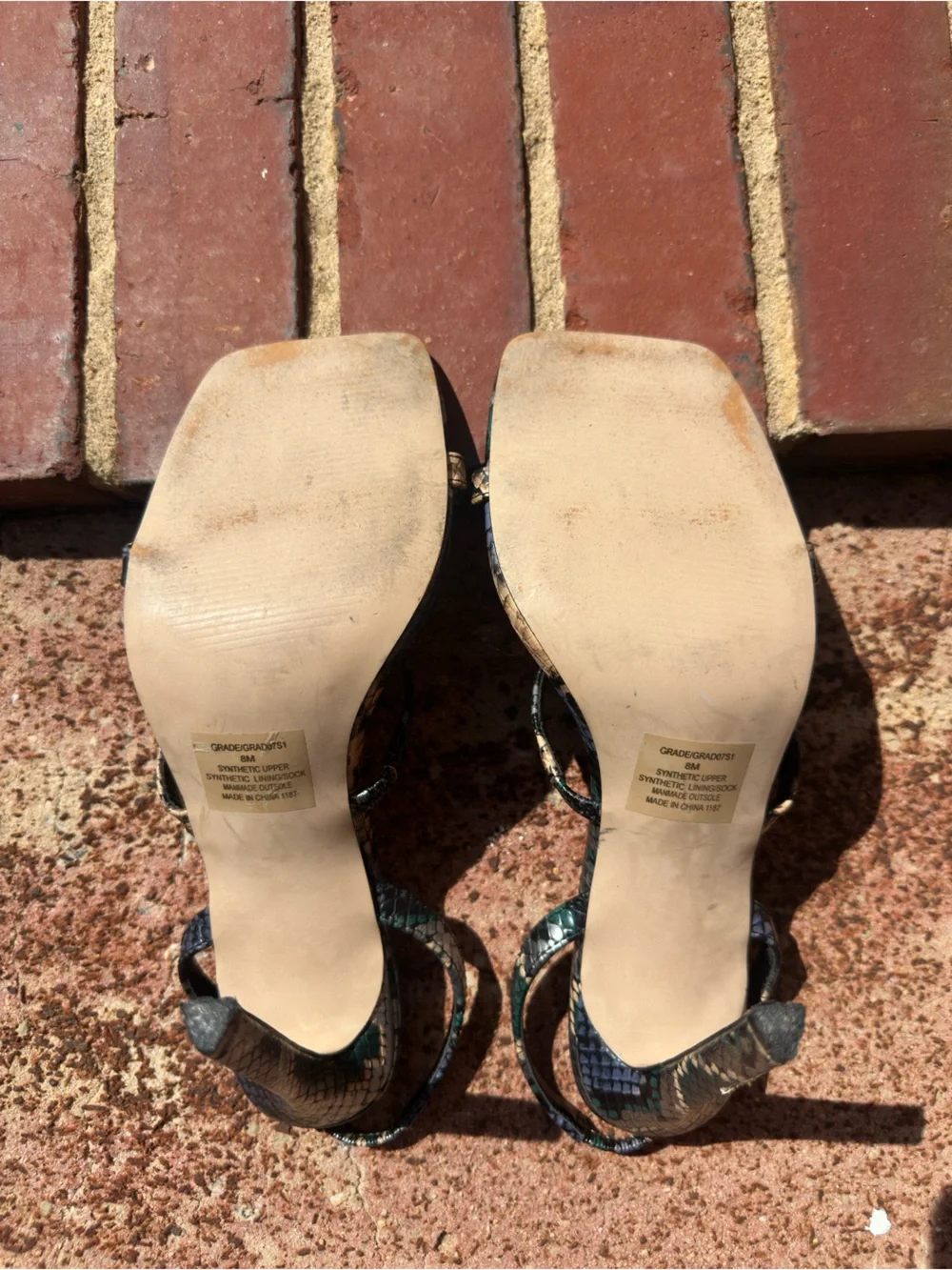 Steve Madden Snakeskin Slingback Heels Green Square Toe Stiletto